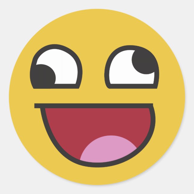 lol goofy eyed emoji classic round sticker (Front)