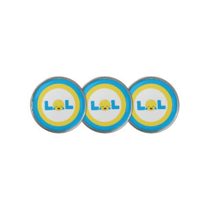 LOL Laugh Out Loud Emoji Blue Yellow Golf Ball Marker