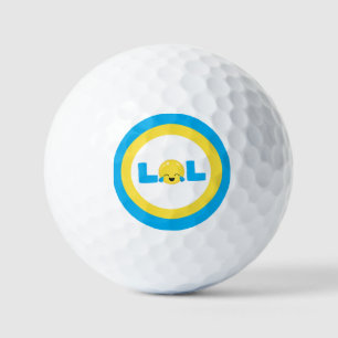 LOL Laugh Out Loud Emoji Blue Yellow Golf Balls