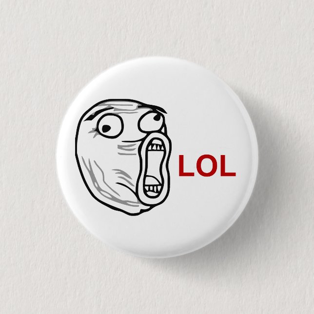 LOL Laugh Out Loud Rage Face Meme Button (Front)