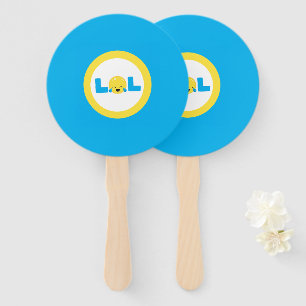 LOL Laughing Out Loud Colorful Yellow Blue Emoji Hand Fan