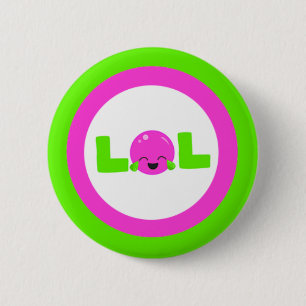 LOL Laughing Out Loud Purple Bright Green Button