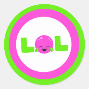 LOL Laughing Out Loud Purple Bright Green Classic Round Sticker