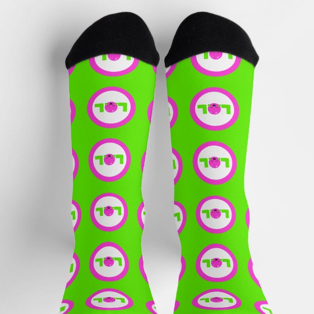 LOL Laughing Out Loud Purple Bright Green  Socks (Top)