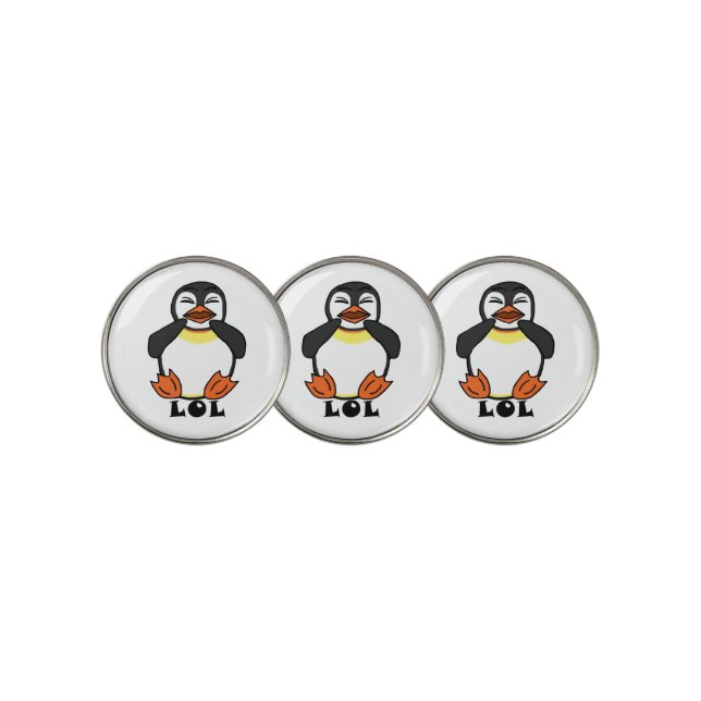 LOL Laughing penguin Golf Ball Marker (3 Up)