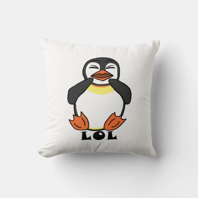 LOL Laughing penguin Throw Pillow (Front)