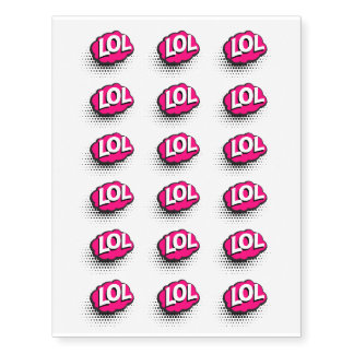 LOL Pink Design Temporary Tattoos