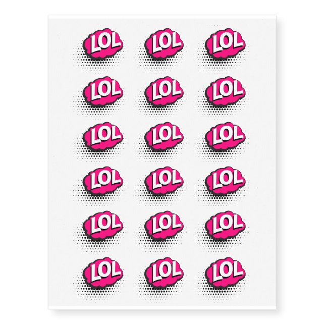 LOL Pink Design Temporary Tattoos (Front)