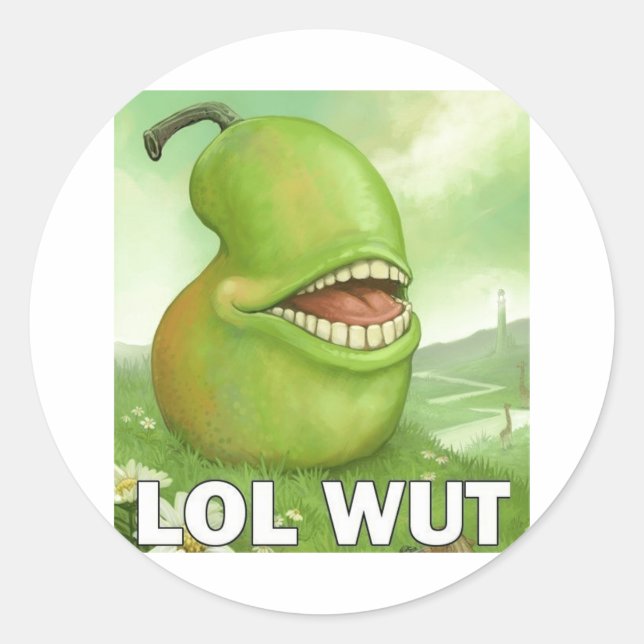 Lol Wut Pear Classic Round Sticker (Front)