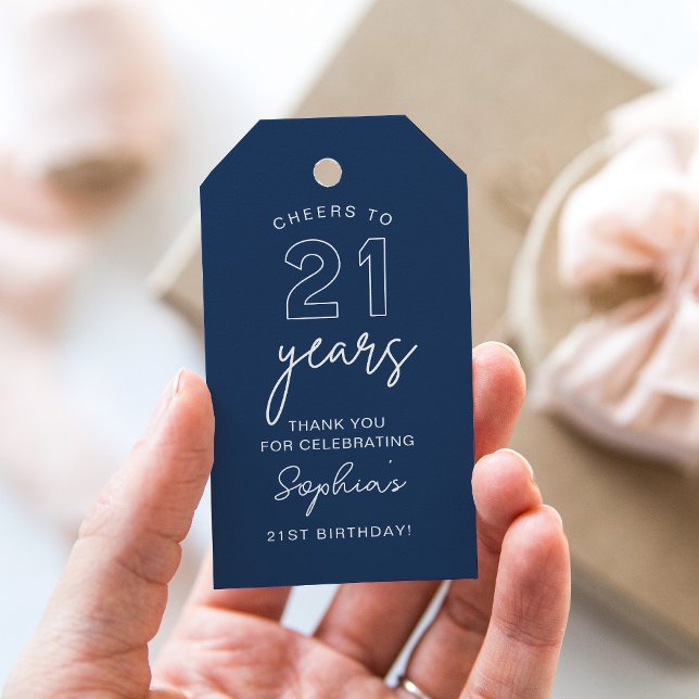 LOLA 21st Birthday Favor Tag Navy (Creator Uploaded)