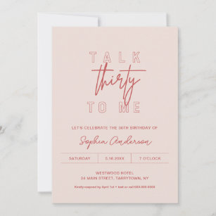 Talk 30 to me pink girly modern typography elegant acrylic tumbler