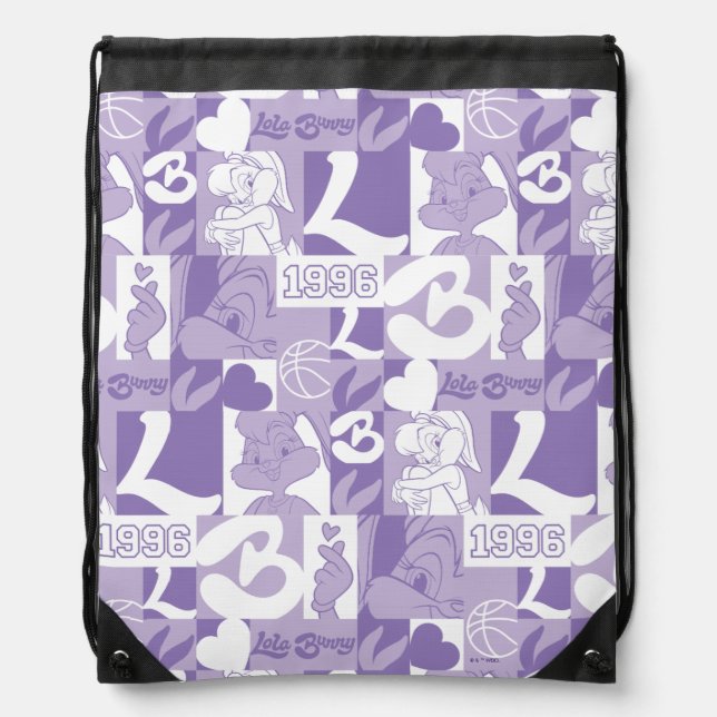 Lola '96 Grid Pattern Drawstring Bag (Front)