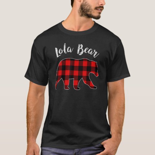 Lola Bear Buffalo Plaid Matching Family Group Chri T_Shirt