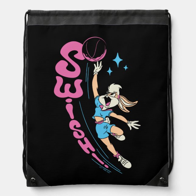 Lola Buny "SWISH!" Basketball Dunk Drawstring Bag (Front)