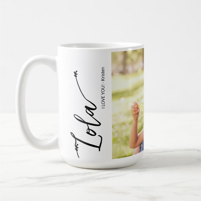 Lola I love you Custom photo Name Script Coffee Mug (Left)