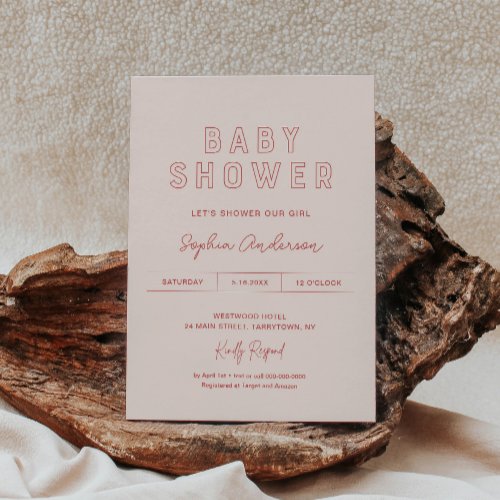 LOLA Modern Girl Baby Shower Invitation