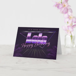 Lola Name First Name lilac retro card birthday