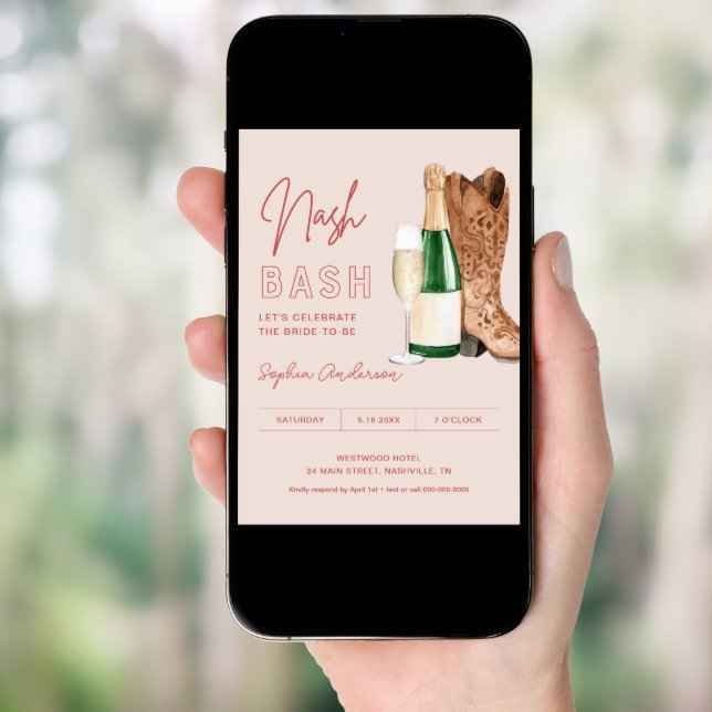 LOLA Nash Bash Bachelorette Party Invitation (Front Digital)