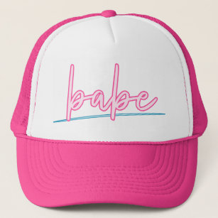 LOLA Neon Blue and Pink 90's Babe Bachelorette Trucker Hat