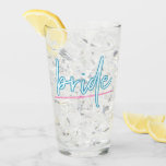 LOLA Neon Blue and Pink 90's Bride Bachelorette Glass<br><div class="desc">This bride bachelorette pint glass features neon inspired wording and is perfect for the bride on her bachelorette weekend. Pair with the 'babe' option for the bachelorette group for a cohesive look. 💜 COLORS ARE EDITABLE! Click 'edit design' to change the colors.</div>