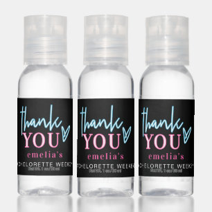 LOLA Neon Blue Pink Bachelorette Thank You Favor Hand Sanitizer