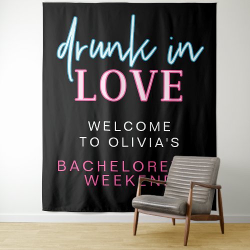 LOLA Neon Drunk In Love Bachelorette Welcome Tapestry
