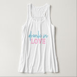 LOLA Pink Blue Neon Drunk In Love Bachelorette Tank Top<br><div class="desc">This drunk in love bachelorette flowy tank top features neon inspired wording and is perfect for the bride on her bachelorette weekend. Pair with the 'just drunk' option for the bachelorette group for a cohesive look. 💜  COLORS ARE EDITABLE! Click 'edit design' to change the colors.</div>