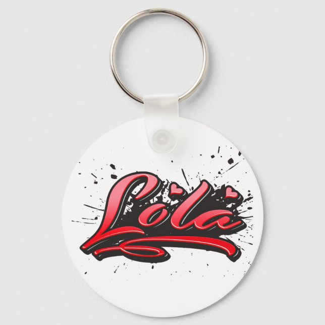 Lola red Heart Graffiti Schlüsselanhänger Keychain (Front)