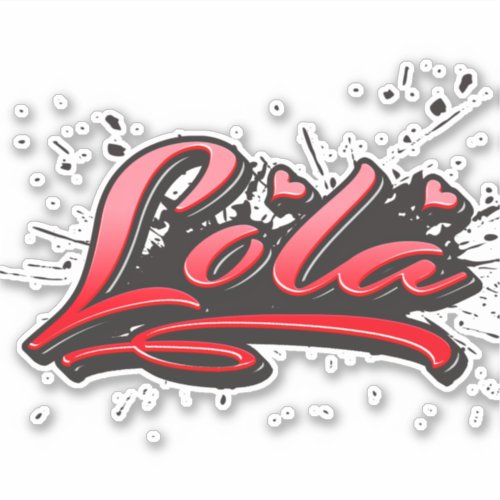 Lola red Heart Graffiti Sticker