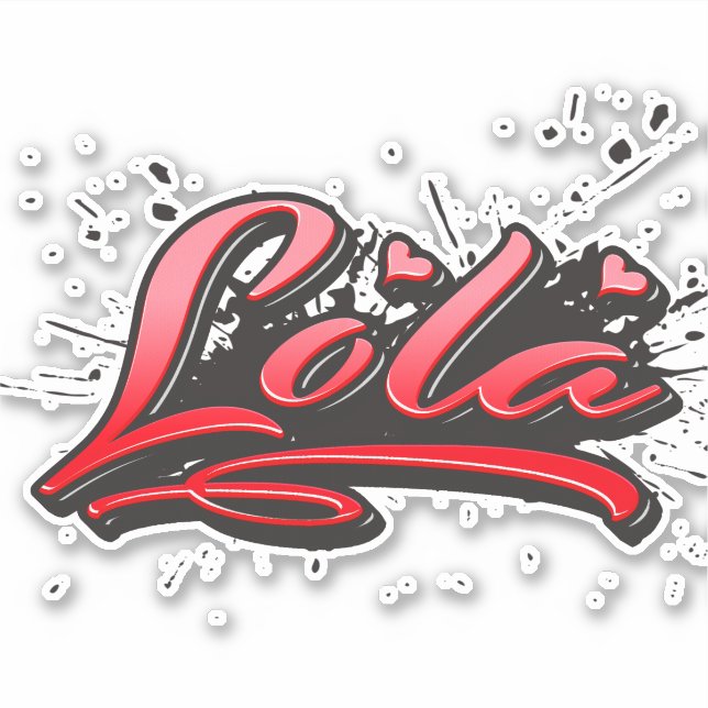 Lola red Heart Graffiti Sticker (Front)