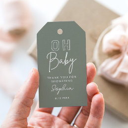 LOLA Sage Baby Shower Favor Tag, Oh Baby Boy Gift Tags
