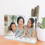 Lola Script Overlay | We Love You Photo Block<br><div class="desc">This simple and sweet photo block says "We Love you Lola" in trendy, modern typefaces with a charming heart and a spot for names. Minimal one photo template of your favorite photo of grandma and her grandchild or grandchildren for a gift anyone would love. Perfect for Mother's Day, her birthday...</div>