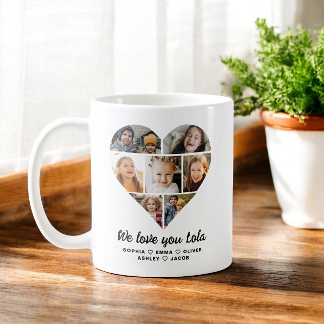 Lola We Love you Hearts Modern Photo Collage Coffee Mug (Creator Uploaded)