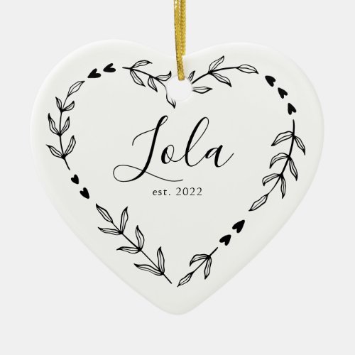 Lola Year Est Christmas Ceramic Ornament