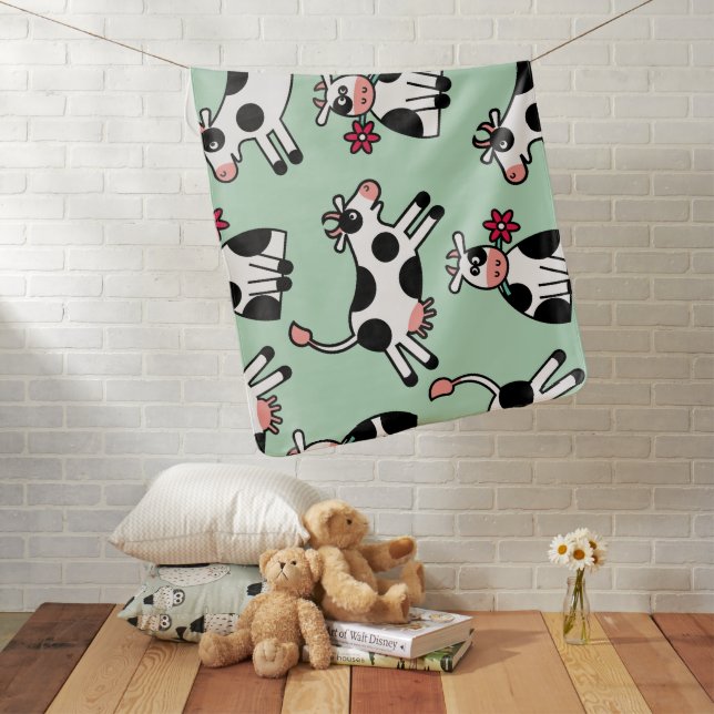 Lolailo 22 Flower Power Cow Baby Blanket (In Situ)