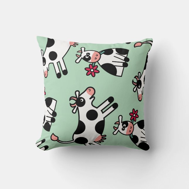 Lolailo 22 Flower Power Cow Throw Pillow (Front)