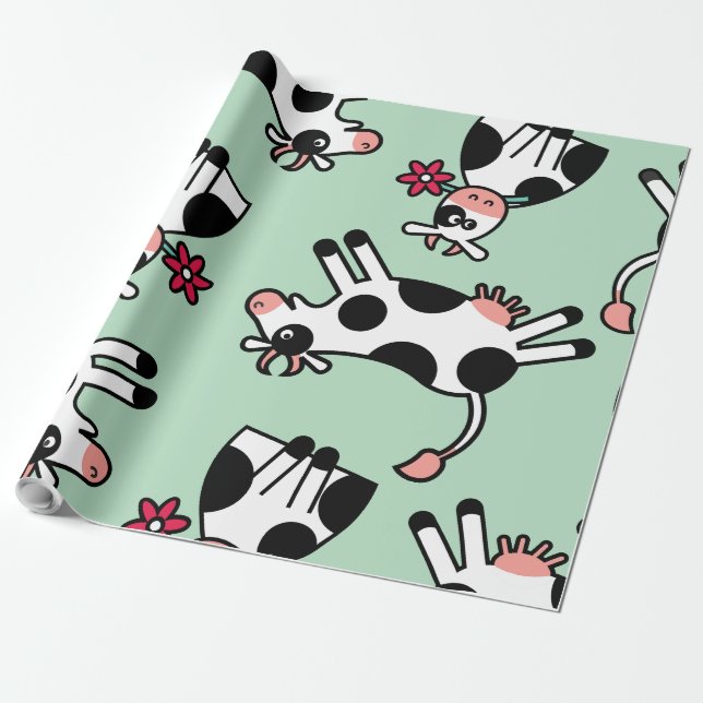 Lolailo 22 Flower Power Cow Wrapping Paper (Unrolled)