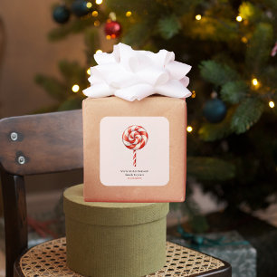 Lolipop Christmas Candy Merry Christmas Square Sticker