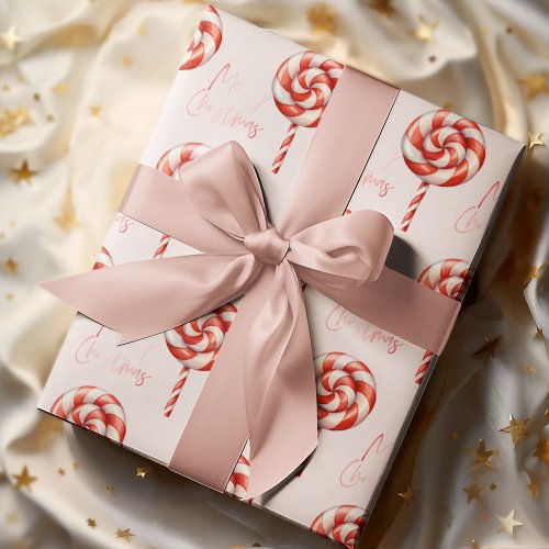 Lolipop Christmas Candy Merry Christmas Wrapping Paper