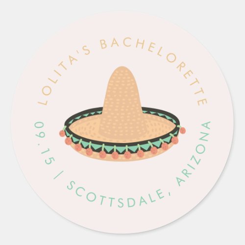 LOLITA Fiesta Siesta Tequila Bachelorette Favor Cl Classic Round Sticker