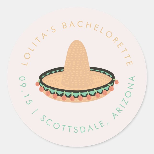 LOLITA Fiesta Siesta Tequila Bachelorette Favor Cl Classic Round Sticker (Front)