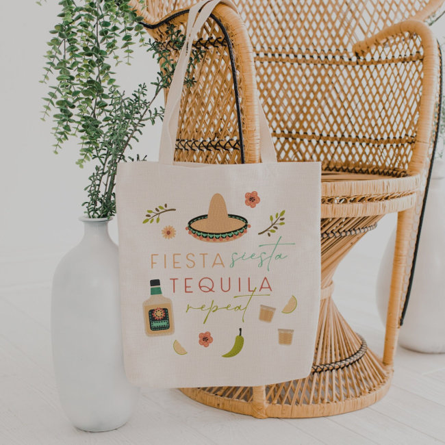 LOLITA Fiesta Siesta Tequila Repeat Bachelorette Tote Bag