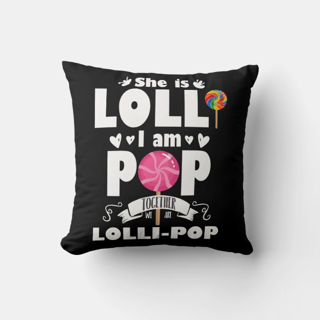 Lolli Pop Cute Grandchild Grandparents Candy Throw Pillow (Front)