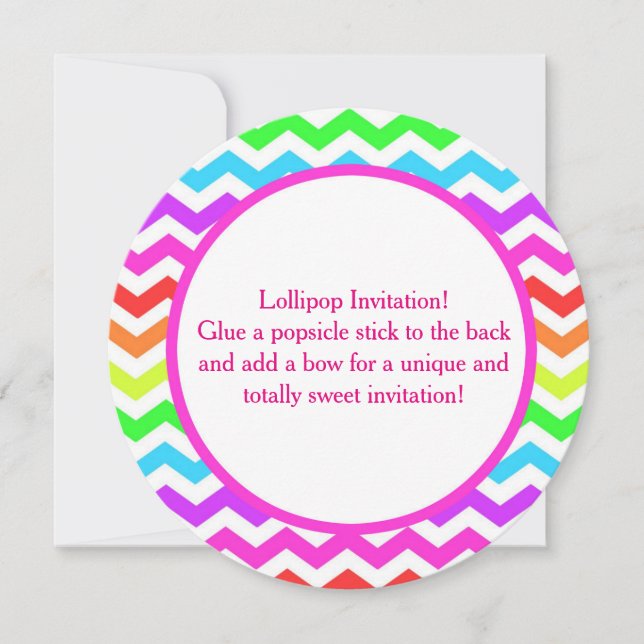 Lollipop Birthday Invitation 5.25 x 5.25 Circle (Front)