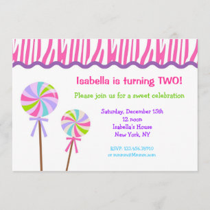 Lollipop Birthday Party Invitations