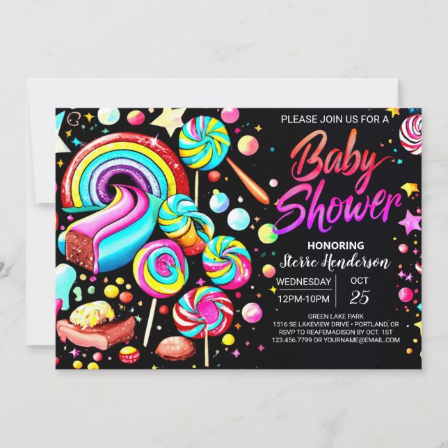 Lollipop Candy Fantasy Baby Shower Invitation (Front)