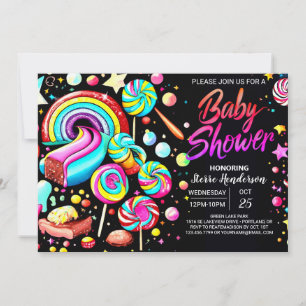 Lollipop Candy Fantasy Baby Shower Invitation