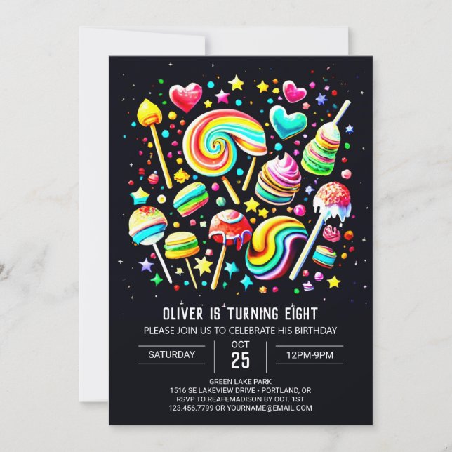 Lollipop Candy Paradise Birthday Invitation (Front)
