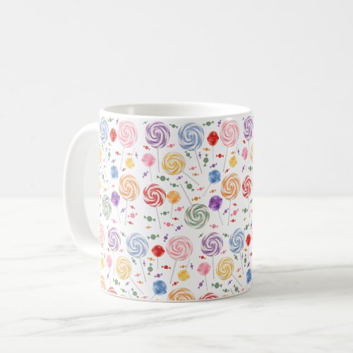 Lollipop Candy Pattern Colorful Coffee Mug