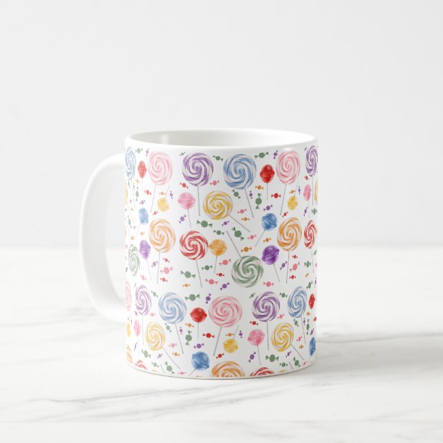 Lollipop Candy Pattern Colorful Coffee Mug (Front Left)